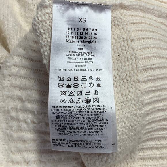 MAISON MARGIELA Size XS Cream Cotton Polyamide Shaggy Knit Cardigan - Picture 8 of 8